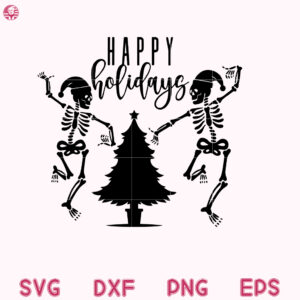 Skeleton Happy Holidays Christmas Tree, Skeleton Christmas Dancing