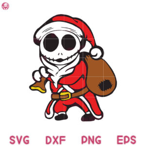 Skeleton Santa Holding A Gift Bag Svg, Christmas Santa Claus Svg