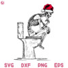 Skellington Sitting On The Toilet Christmas Svg Jack With Christmas Hat Svg