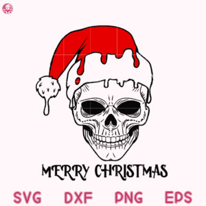 Skull Santa Hat Merry Christmas Svg, Skull Png, Skull With Hat