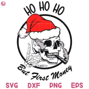 Skull Smoking Ho Ho Ho Svg, Christmas Skull Santa Smoking Svg, Christmas Skull Svg