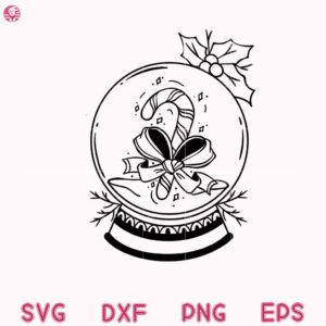 Snow Globe Svg, Crystal Ball Svg, Christmas Snow Globe With Candy Canes Svg