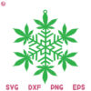 Snowflakes Cannabis Christmas Svg, Pot Leaf Ornament Cut and Laser Svg