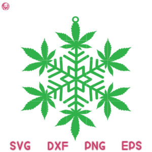 Snowflakes Cannabis Christmas Svg, Pot Leaf Ornament Cut and Laser Svg