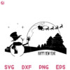 Snowman Happy New Year Svg, Christmas Snowman Greets Deers Svg