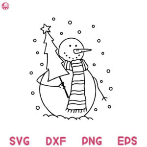 Snowman Holding Christmas Tree Svg, Cute Snowman Face Svg, Man Face Christmas Snow Man Svg