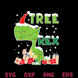Tree Rex Lights Christmas Svg, Tree T Rex Svg