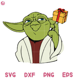 Yoda Holding A Gift Box SVG, Christmas Yoda SVG, Merry Christmas SVG