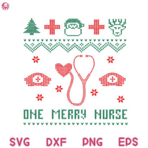 Ugly Sweater Christmas Svg, Nurse Christmas Svg, One Merry Nurse Svg