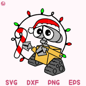 Wall E Christmas Svg, Wall E Hat Santa Lights Svg, Wall E Svg