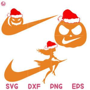 Wiches Broom Santa Hat Niker Svg, Pumpkin Santa Hat Svg, Logo Christmas Svg