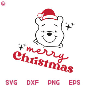 Winnie The Pooh Hat Svg, Winnie Christmas Svg, Merry Christmas Hat Svg