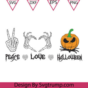 Peace Love Jack skellington Pumpkin Svg, The Nightmare Before Christmas Svg