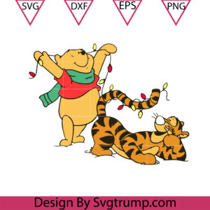 Pooh And Tiger Christmas Light Svg, Pooh Christmas Light Svg, Tiger Christmas Svg