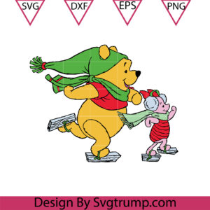 Pooh Skiing Christmas Svg, Pooh Piglet Christmas Svg, Pooh Piglet Skiing Svg
