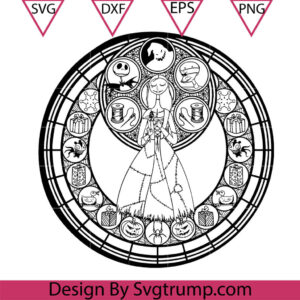 Sally Nightmare Zentangle Svg, Sally Nightmare Before Christmas Stained Glass Svg