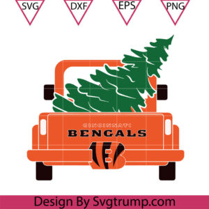 Truck Christmas Cincinnati Bengals Svg, Truck Christmas Football Svg, Truck Christmas Tree Svg