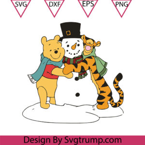 Winter Pooh Snowman Svg, Pooh Christmas Snowman Svg, Winnie Christmas Svg