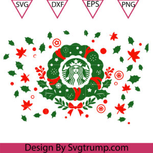 Wreath Christmas Full Wrap Svg, Christmas Wreath For Starbucks Svg, Christmas Wreath Svg