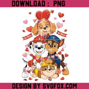 Be Mine Valentine's Day Paw Patrol and Friends Png, Dog Recuse Squad Cartoon Png