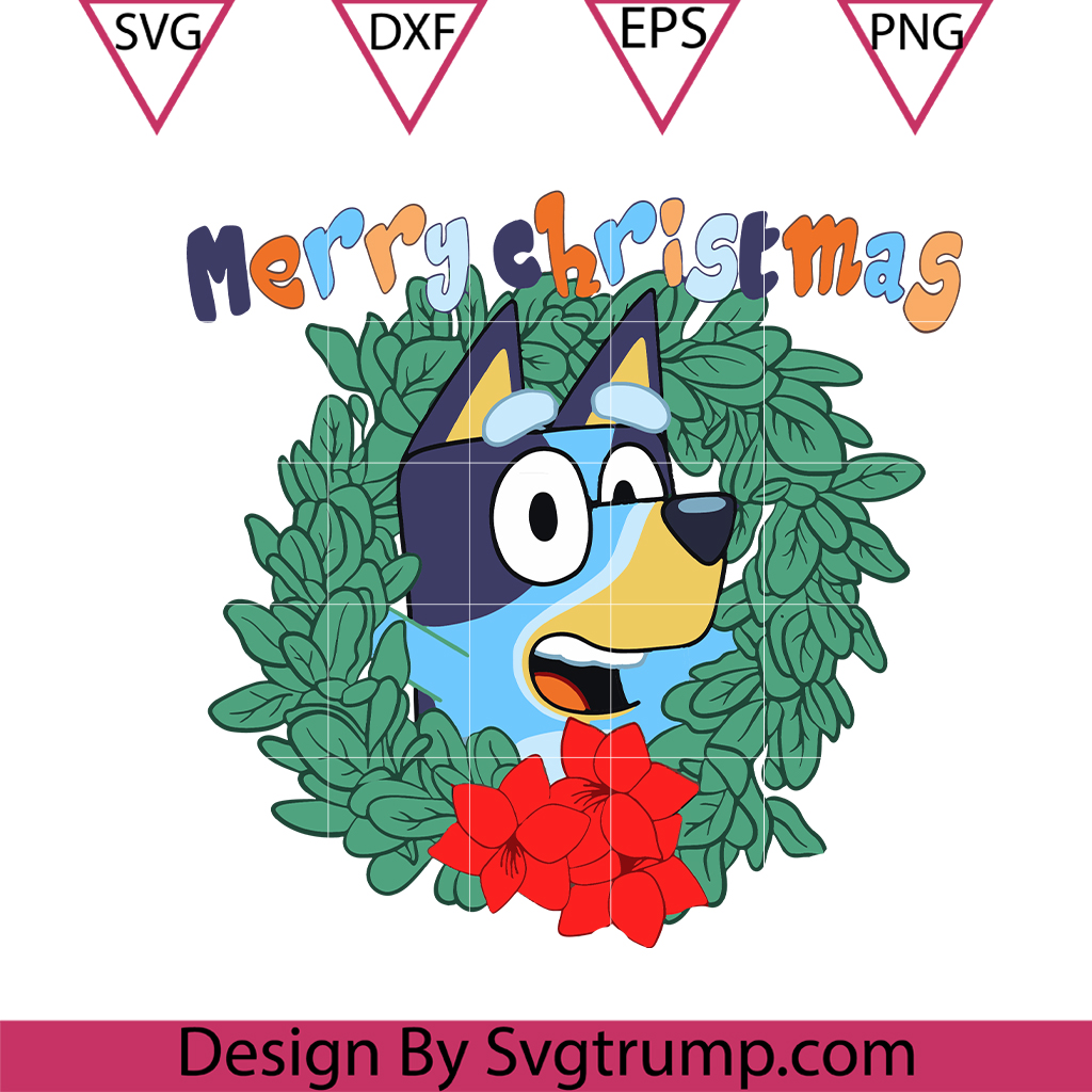 Bluey Wreath Christmas Cute Svg, Heeler Bluey Orange Svg 3 Bluey Wreath Christmas Cute Svg, Heeler Bluey Orange Svg